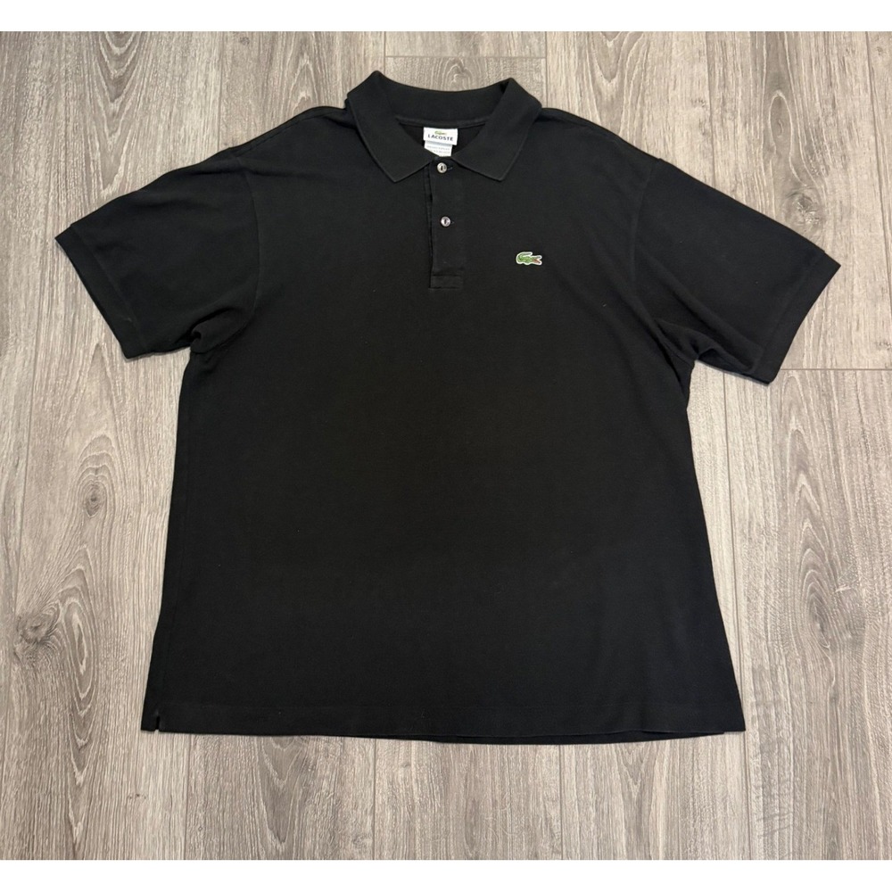 Lacoste Polo Shirt Size 7 Mens Black Short Sleeve Classic Fit L/XL